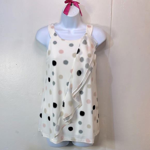 Calvin Klein Tops - Calvin Klein Flowing Ruffles & Dots Accent Spring Tank-XS-#0015